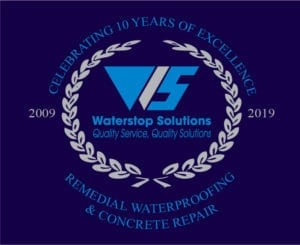 Waterstop Solutions celebrates 10 years of excellence in Remedial Waterproofing and Concrete Repair, Trading since 2009.