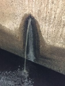 High-flow leak at a wastewater treatment plant. Waterstop Solutions.