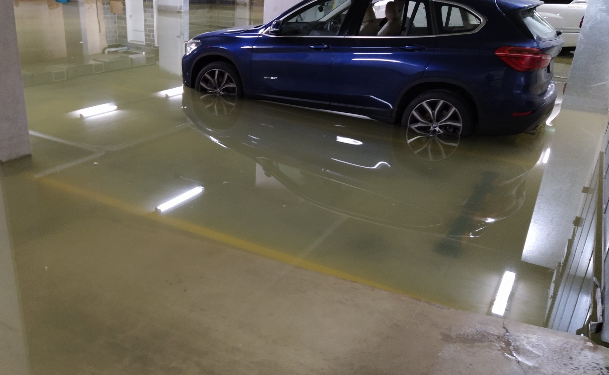 Sydney flooded car park -leak sealed by Waterstop Solutions
