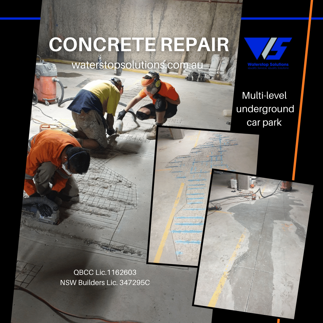 Concrete-repair-in-a-multilevel-underground-car-park-by-Waterstop-Solutions