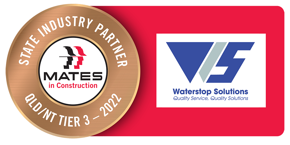 Industry partner with MATES in construction Badge 2022 QLD Tier 3 Waterstop Solutions