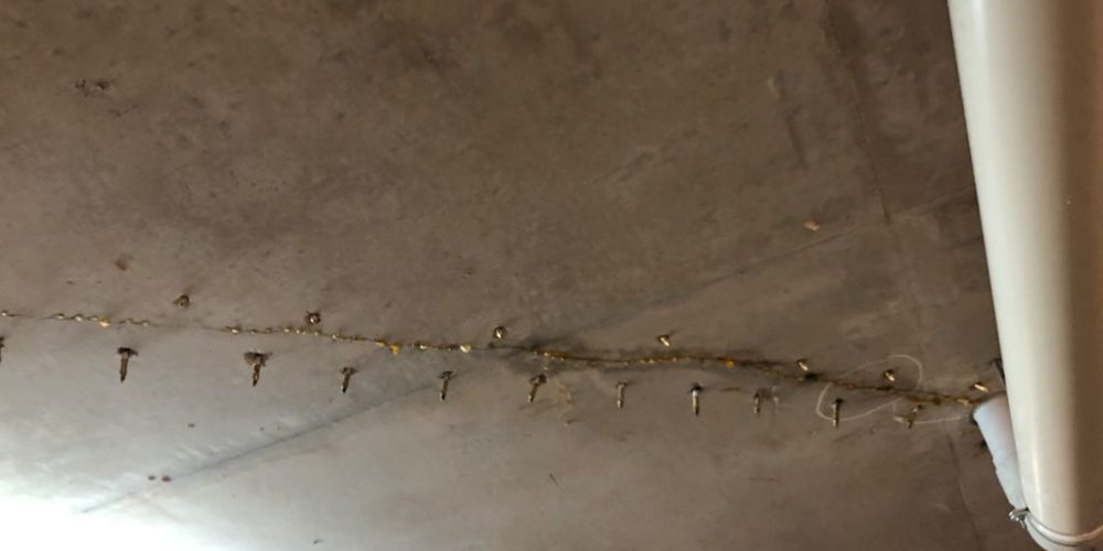 Overhead concrete crack leak sealing injections in car park - Waterstop Solutions