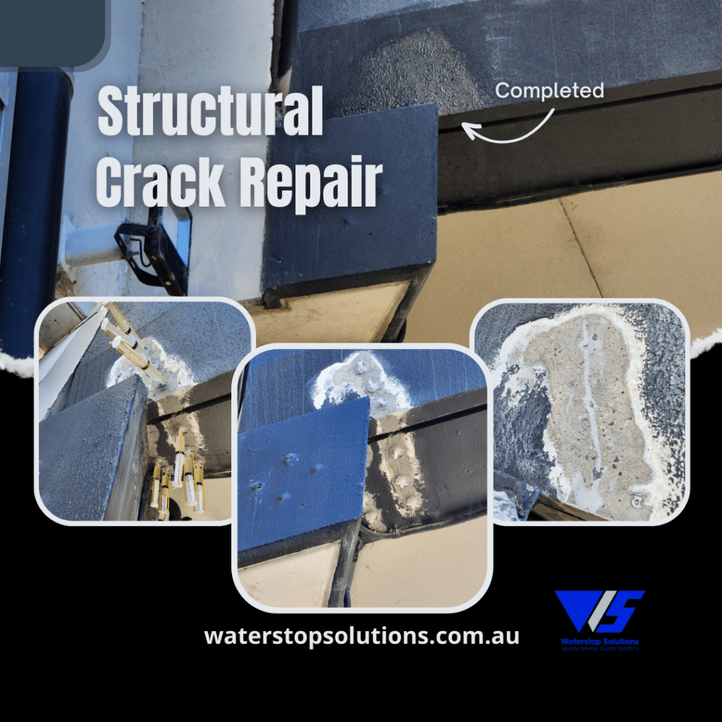 Structural concrete crack repair with epoxy injections by Waterstop Solutions NSW.