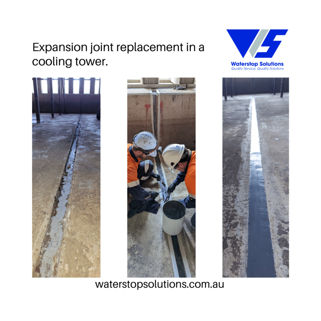 Expansion joint replacement in a cooling tower by Waterstop Solutions