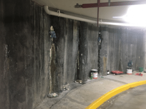Leak sealing injection of concrete pile wall joints by Waterstop Solutions