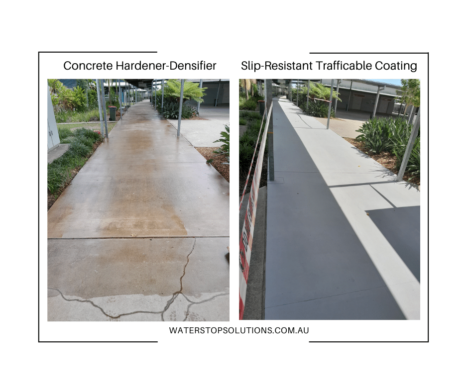 concrete hardener and anti-slip trafficable coating by Waterstop Solutions