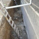 Excavation of the trench completed and ready for preparation of remedial waterproofing - Waterstop Solutions