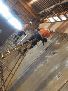 Breaking out the damaged concrete - concrete repair - Waterstop Solutions