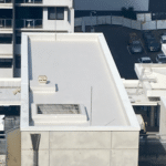 Rooftop membrane repair completed birdseye - Waterstop Solutions