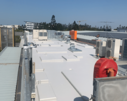 New waterproof membrane installed on college roof top